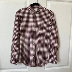 NWT Frank  Oak the Brantford Gingham Check Button Up Shirt Mens Small Red White